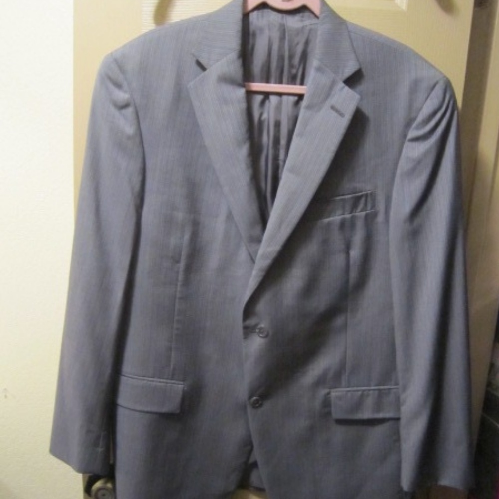 HART SCHAFFNER MARX GRAY STRIPED WOOL JACKET 43R